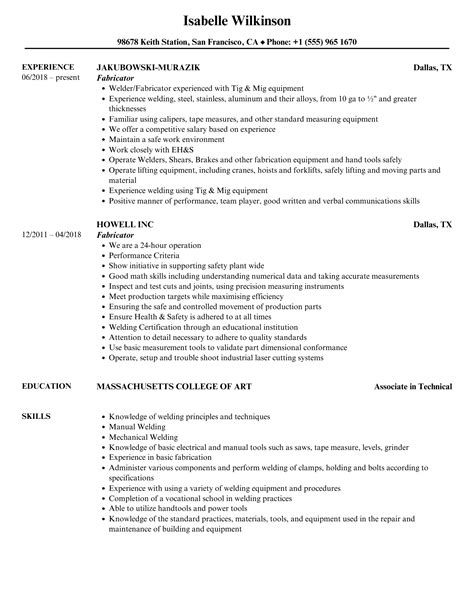 aluminum fabricator resume|sample resume for welder fabricator.